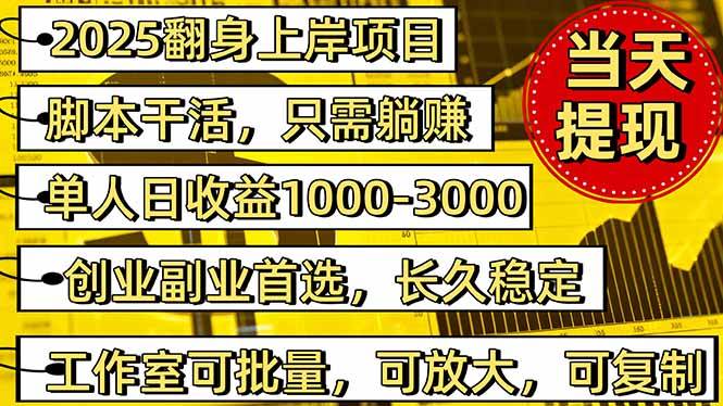 (16501期)2025翻身上岸项目脚本干活,内部客户经理内部开号,单人日收益1000-300…